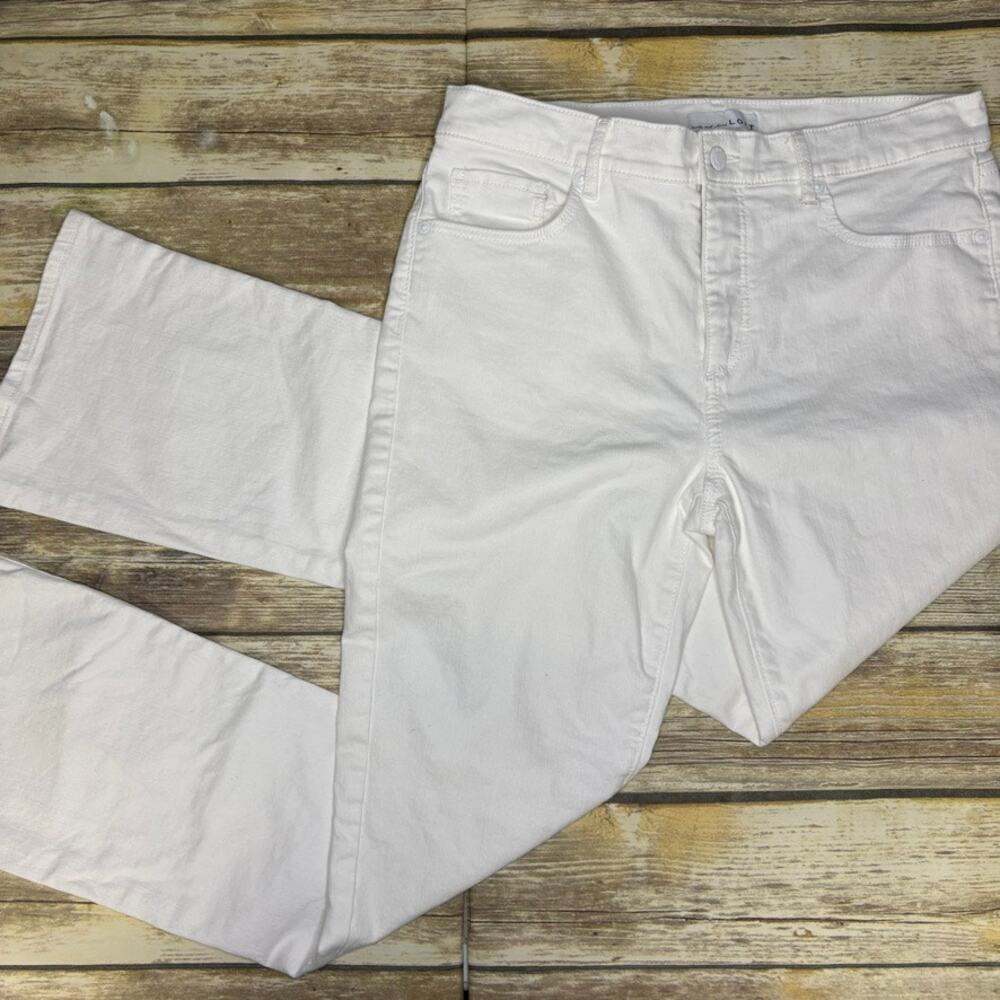 LOFT Denim White‎ Stretch Midrise Bootcut Jeans Neutral Womens Sz 8